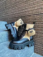 Чоботи сапоги Prada Boots Zip Pocket Black/Nude