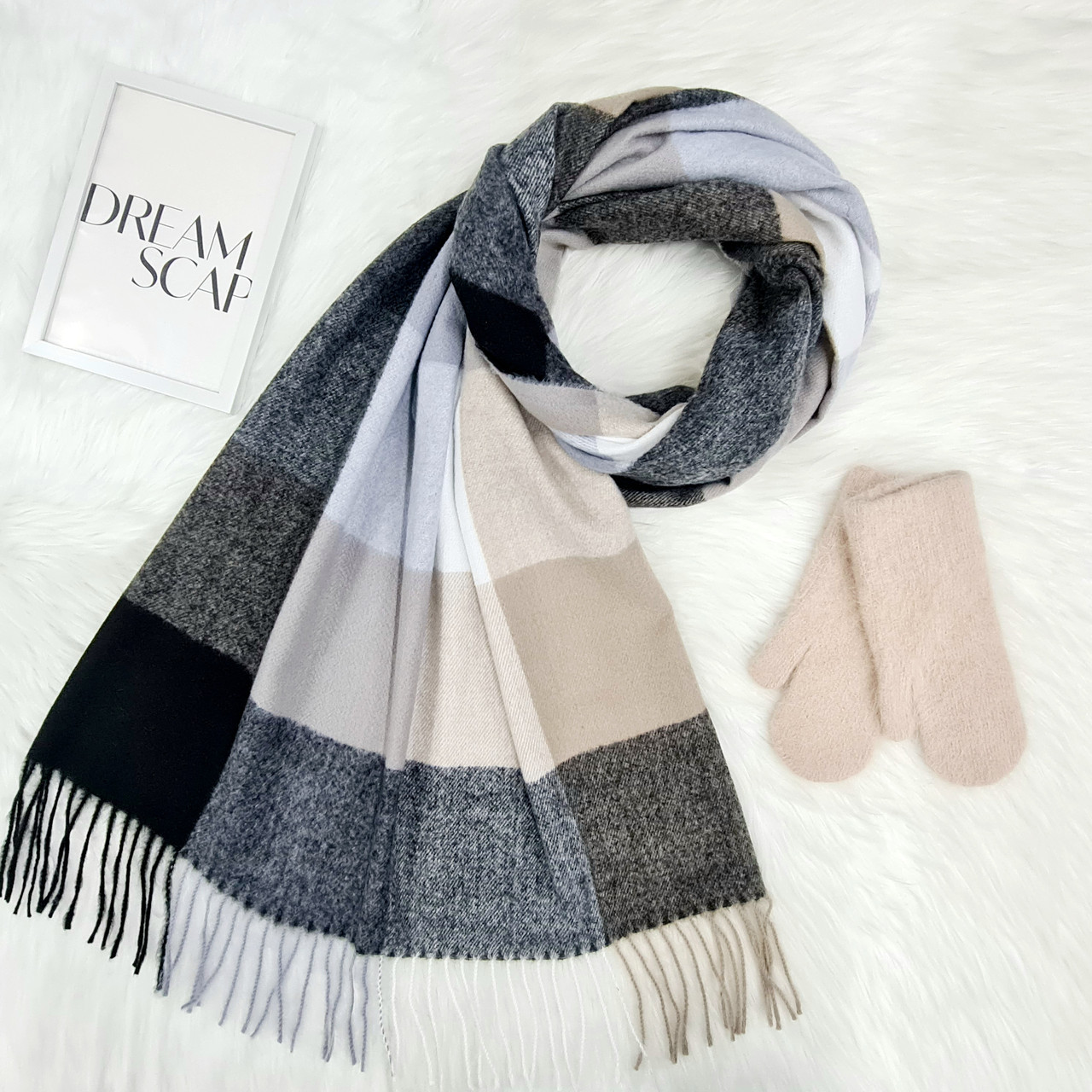 Комплект жіночий зимовий (шарф+рукавиці) M&JJ One size Бежевий 1080 - 4225, фото 1
