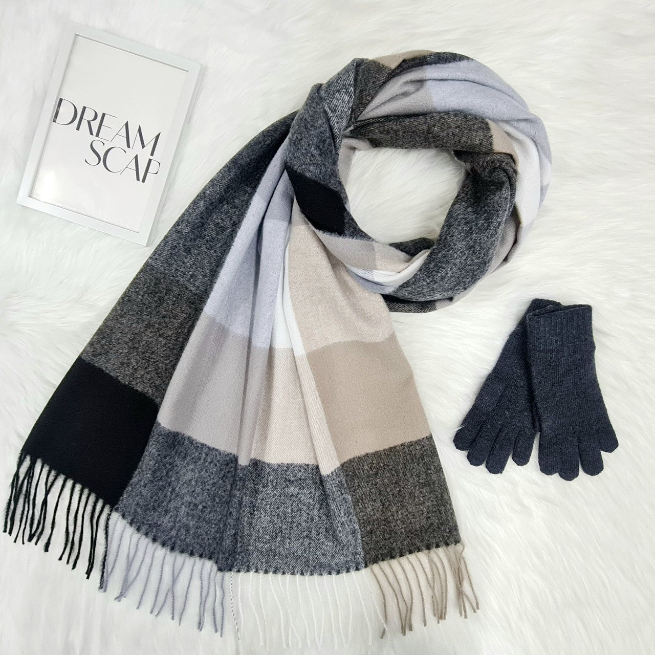 Комплект жіночий зимовий (шарф+рукавички) M&JJ One size маренго 1080 - 4082, фото 1