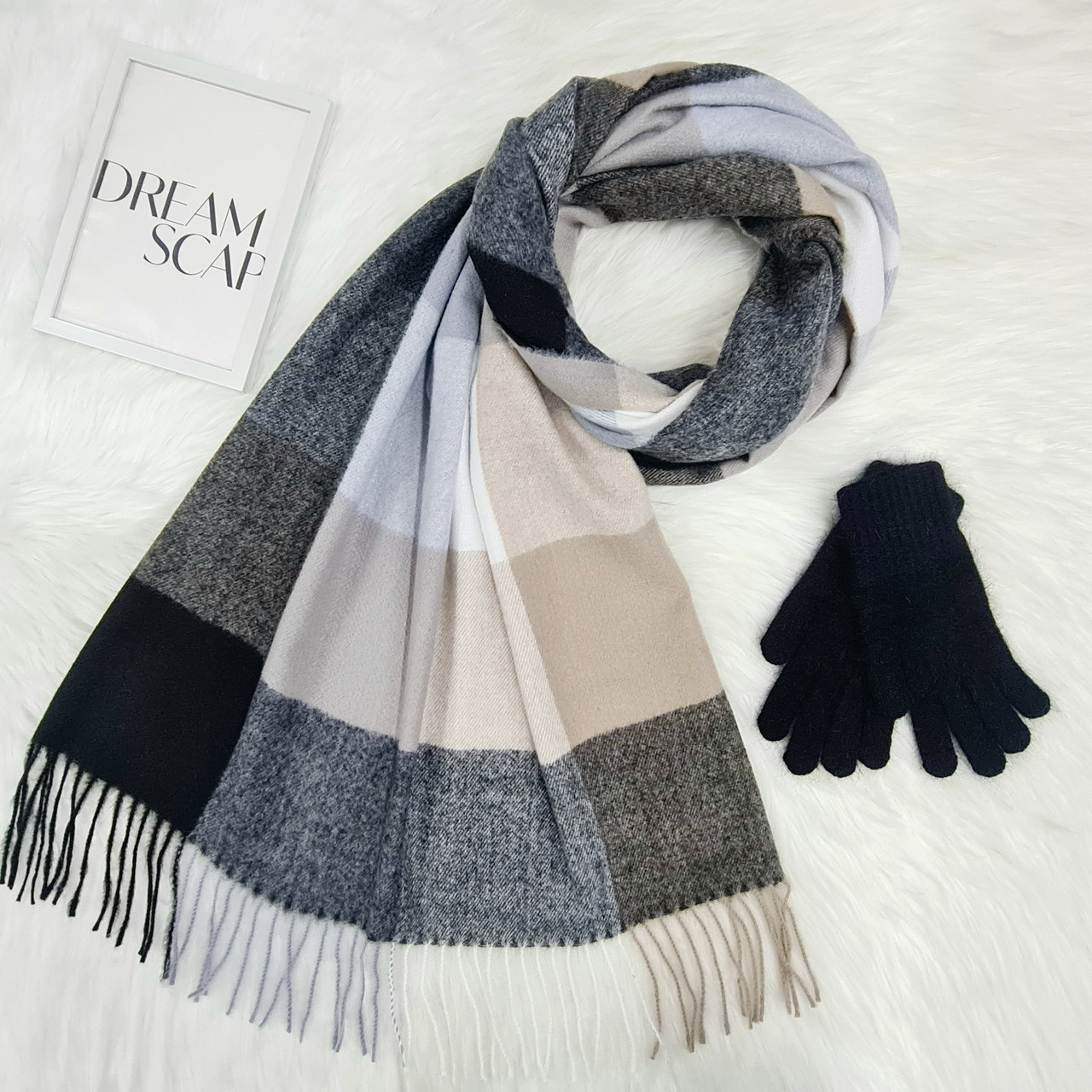 Комплект жіночий зимовий (шарф+рукавички) M&JJ One size чорний 1080 - 4185, фото 1