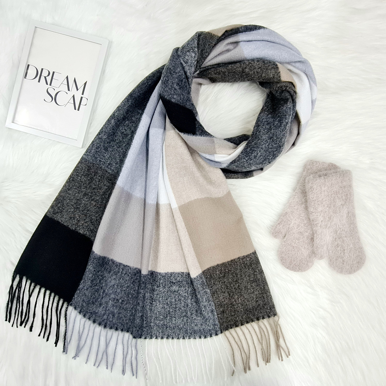 Комплект жіночий зимовий (шарф+рукавиці) M&JJ One size Бежевий 1080 - 4226, фото 1