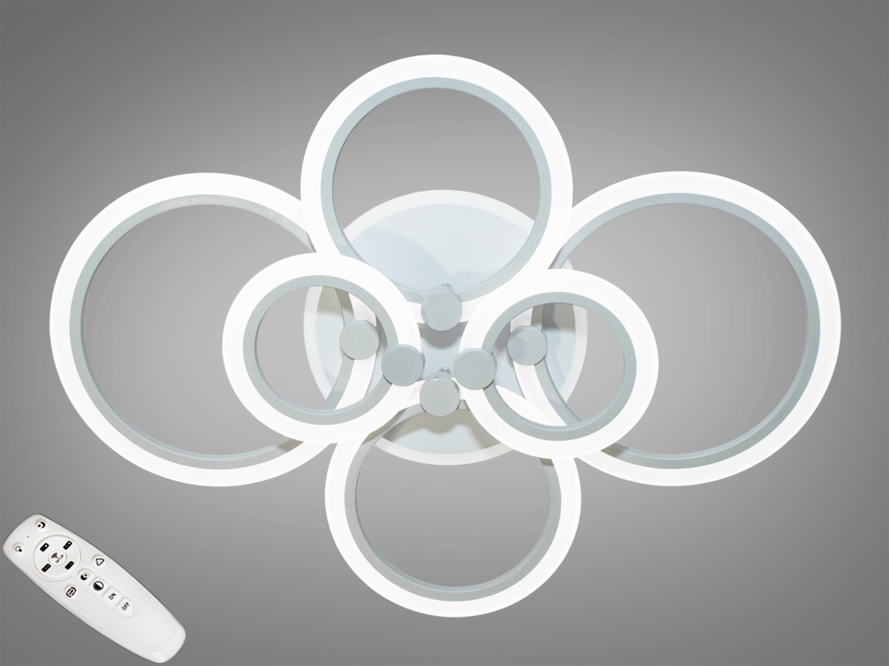 Світлодіодна сучасна люстра A8022/6GR LED 3color dimmer, фото 1