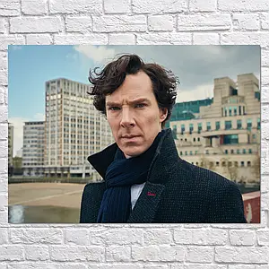 Плакат "Шерлок Холмс на фоні Лондона., Sherlock", 43×60см