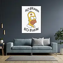 Плакат "Сімпсони, No brain - no pain, Simpsons", 60×43см, фото 3