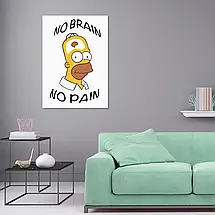 Плакат "Сімпсони, No brain - no pain, Simpsons", 60×43см, фото 2