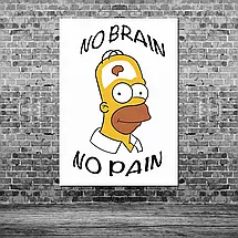 Плакат "Сімпсони, No brain - no pain, Simpsons", 60×43см, фото 3