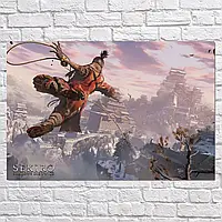 Плакат "Однорукий волк: Тени умирают дважды, Sekiro: Shadows Die Twice", 40×60см