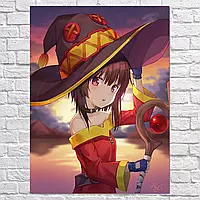 Плакат "Коносуба, Мегумин, KonoSuba, Megumin", 60×45см