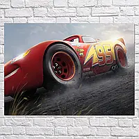 Картина на холсте "Молния Маккуин, Тачки, Cars, McQueen", 75×106см