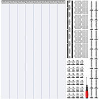 VEVOR Полосатая ПВХ-завеса 122x244 см Ламельная завеса Прозрачный мягкий ПВХ+DOTP Товары для двора Полосатая