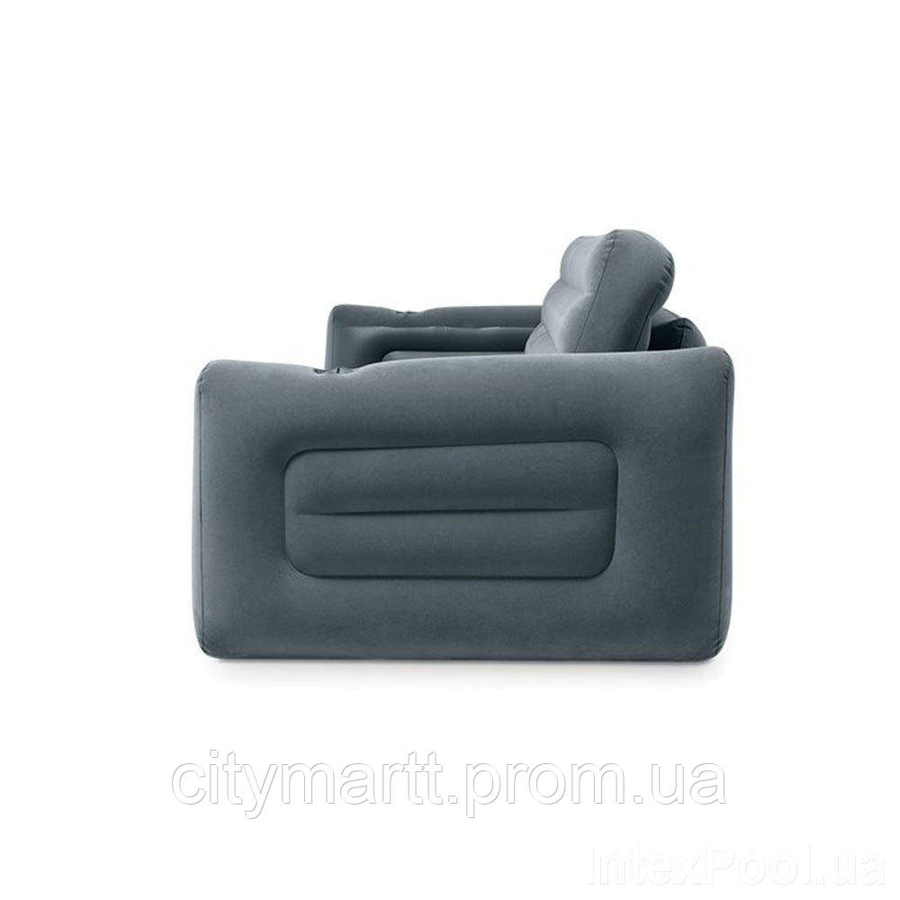 Флокированный диван трансформер 2 в 1 Intex 66552-2, 203 х 224 х 66 см, с подушками и ручным CM, код: 2404888 - фото 3 - id-p1947963915
