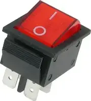 Переключатель широкий с подсветкой KCD-4, ON-OFF, 4pin, 15A, 220V, красный