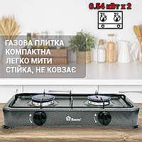 Газовая плита на две конфорки настольная Domotec 6602MS портативная бытовая кухонная печь на газу NST