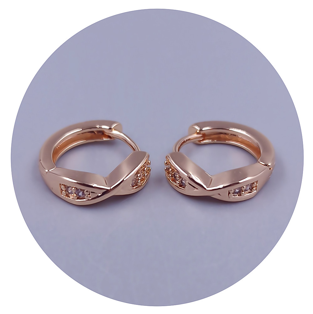 Сережки XР M&L. Позолота 18К. Камені: білий циркон. Ширина: 3 мм Діаметр: 11 мм