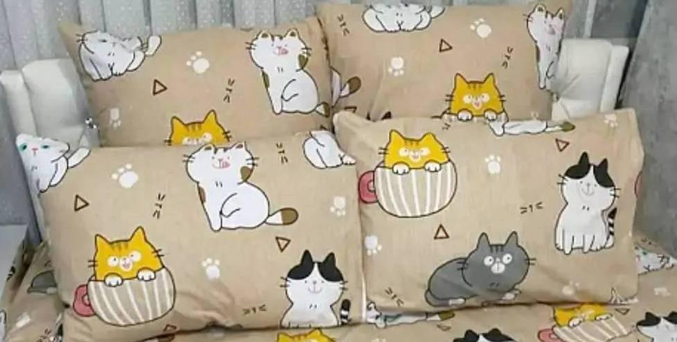 Наволочка бязь 50х50, принт: Кумедні котики