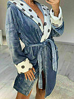 Женский теплый махровый халат с капюшоном размер 42/46