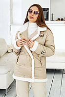 Жіноча демісезонна укорочена куртка з плащової тканини