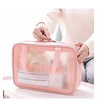 Водонепроницаемая косметичка Washbag, органайзер для косметики 30*10*21 см Розовый