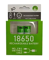 ТОП - Комплект: 2 аккумулятора - тип 18650 3,7В - с разъемом TYPE-C Smartools 2000 mah + кабель TYPE-C