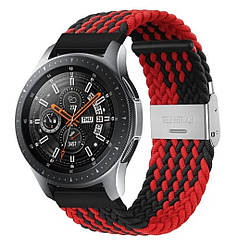 Еластичний нейлоновий ремінець для годинника Amazfit, Haylou, Huawei, Samsung, ширина 22 mm Black Red