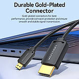 Кабель Mini HDMI до HDMI Vention 2м 4K 60Hz Двонаправлений Чорний, фото 9