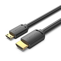 Кабель для подключения Vention 1м Mini HDMI к HDMI 4K 60Hz HDR Двунаправленный (HDMI-C/HDMI-A) Черный