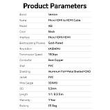 Кабель Micro HDMI Vention, 3 метри, HDMI 2.0, 4K 60Hz, Двосторонній, 18Gbps, HDR, Dolby, 1080P 120Hz, HDMI-D/HDMI-A, Чорний, фото 8