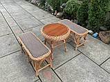 2 лавка з мягким сидінням +стіл Гриб круглий, фото 2