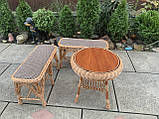 2 лавка з мягким сидінням +стіл Гриб круглий, фото 3
