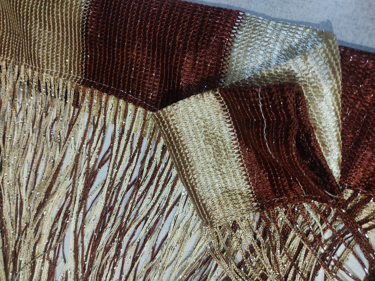 Штори нитки Кісія коричневі з бежевим