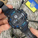 Тактичний водонепроникний (50 м) годинник Patriot 001BUPO Поліція Чорні з синім + Коробка, фото 3