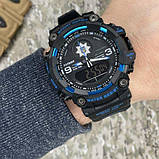 Тактичний водонепроникний (50 м) годинник Patriot 001BUPO Поліція Чорні з синім + Коробка, фото 4