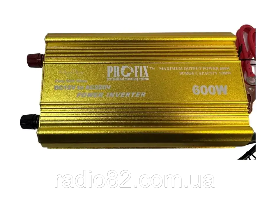 Інвертор із чистою синусоїдою 12 V на 220 V ProFix 600 W (макс.1200W) без заряджання