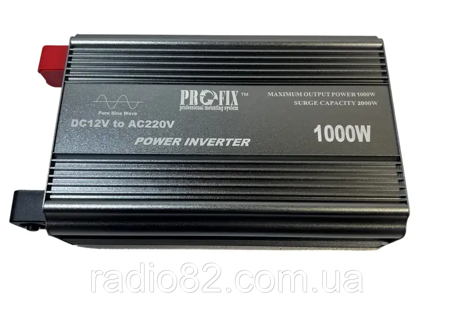 Інвертор із чистою синусоїдою 12 V 220 V ProFix-1000W (макс.2000W) без заряджання + LCD дисплей