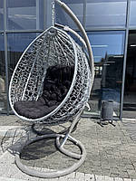 Кресло -кокон з Ротангу світло Сірий .подушка шоколад