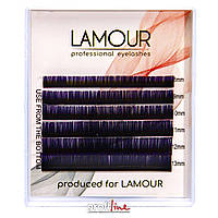 Ресницы для наращивания Lamour mini Color омбре MIX черно-фиолетовые 0.10 D (8-13)