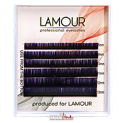 Вії для нарощування Lamour mini Color омбре MIX чорно-фіолетові 0.10 D (8-13)