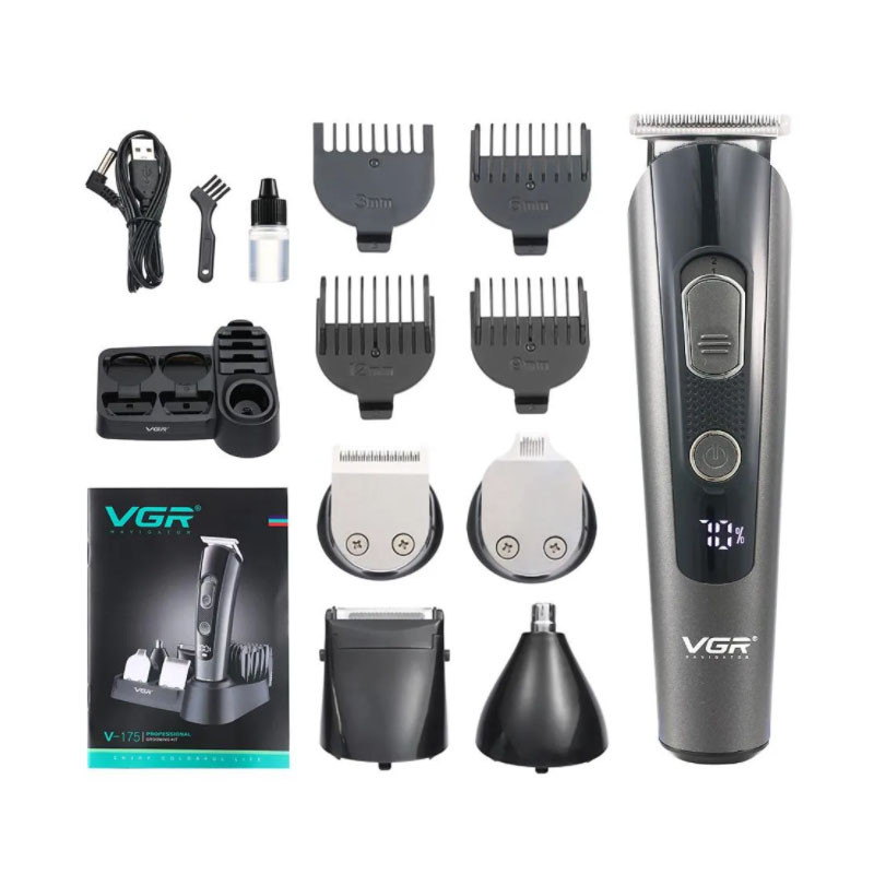 Акумуляторна машинка для стриження волосся VGR V-175 5 в1, фото 1