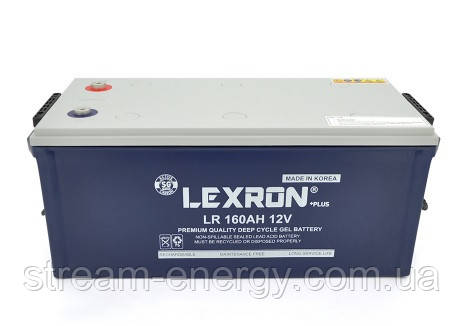 Акумуляторна батарея Lexron LR-DCK-12-160 Carbon-Gel 12V 160 Ah DEEP CYCLE (522 x 240 x 221) 44.5kg