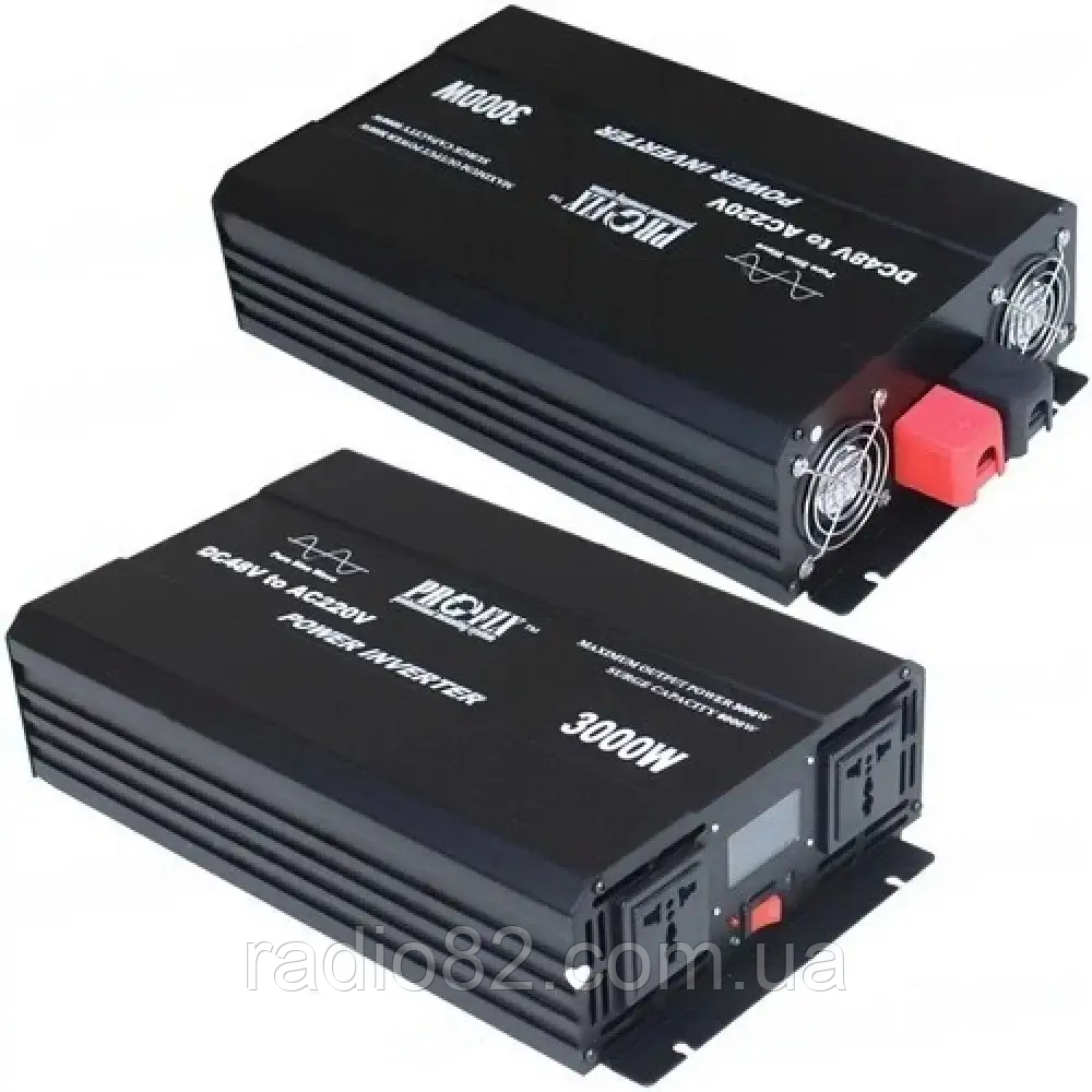 Інвертор із чистою синусоїдою 48 V 220 V ProFix-3000W (макс.6000W) без заряджання + LCD дисплей