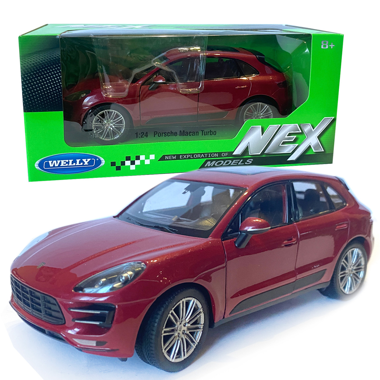 Іграшкова машинка металева WELLY 1:24 PORSCHE MACAN TURBO, порше меган турбо, відкр.двері, багажник, червоний, 19*7.5*7см, (, фото 1