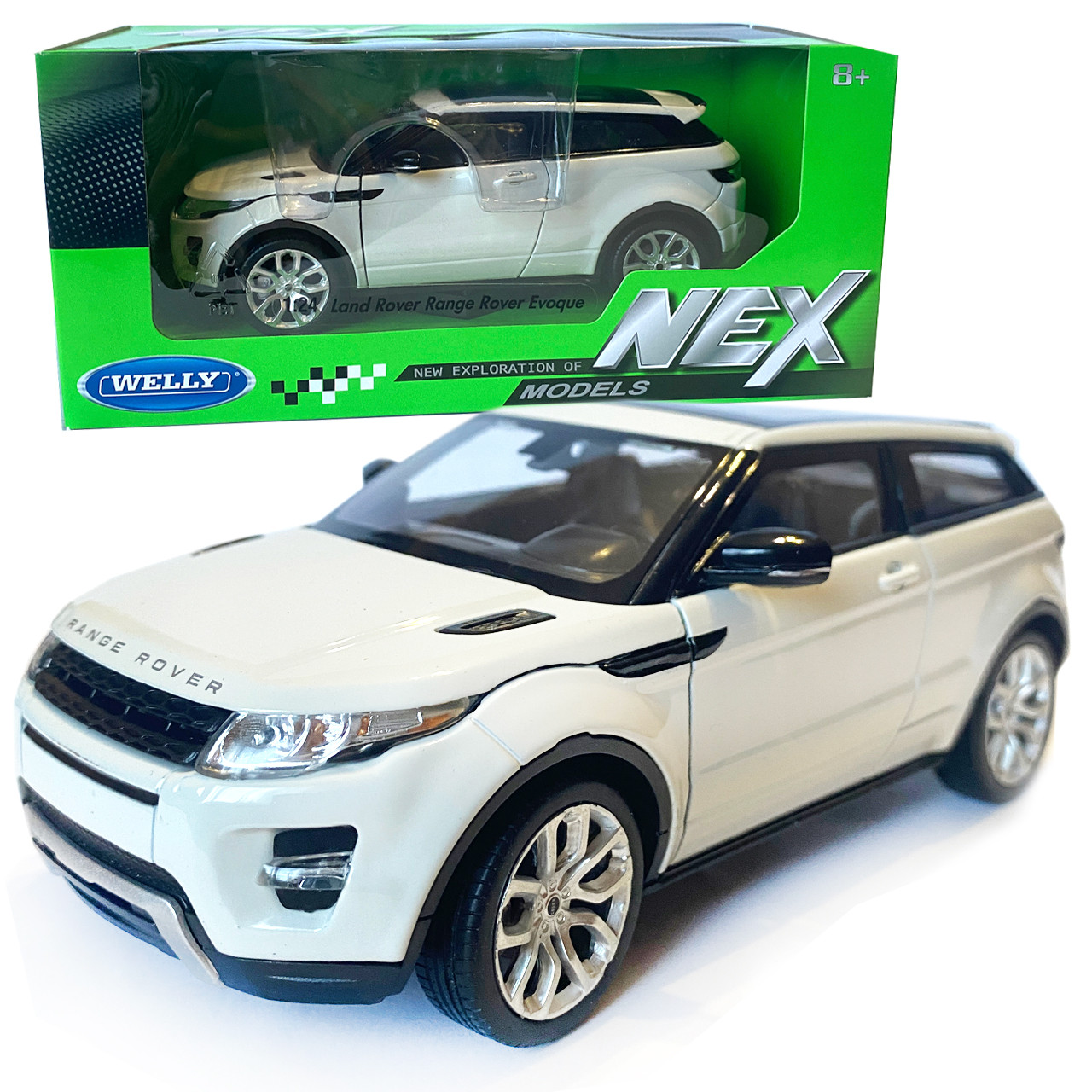 Іграшкова машинка металева WELLY 1:24 RANGE ROVER EVOQUE, рендж ровер, відкр.двері, капот,білий, 17.5*7.5*6.5 см, (24021W), фото 1