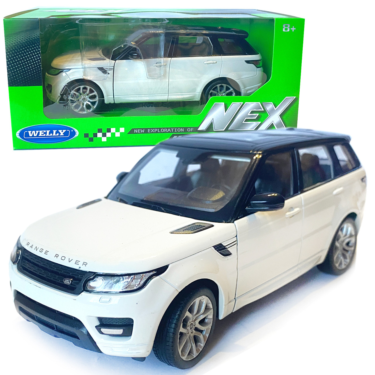 Іграшкова машинка металева WELLY 1:24 RANGE ROVER SPORT, рендж ровер спорт, відкр.двері, капот, білий, 19*7.5*7см, (24059W), фото 1