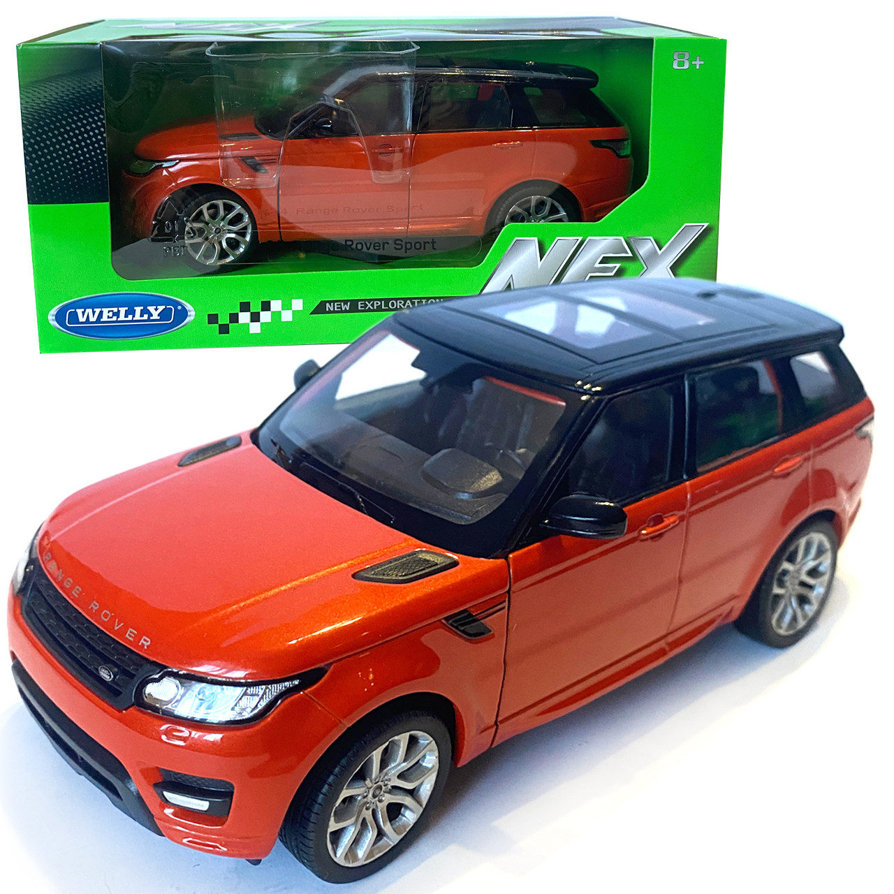 Іграшкова машинка металева WELLY 1:24 RANGE ROVER SPORT, рендж ровер спорт, відкр.двері, капот, червоний, 19*7.5*7см, (24059W), фото 1