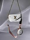 Жіноча сумка Луї Віттон біла Louis Vuitton натуральна шкіра New Wave Multi Pochette Bag White/Gold, фото 5