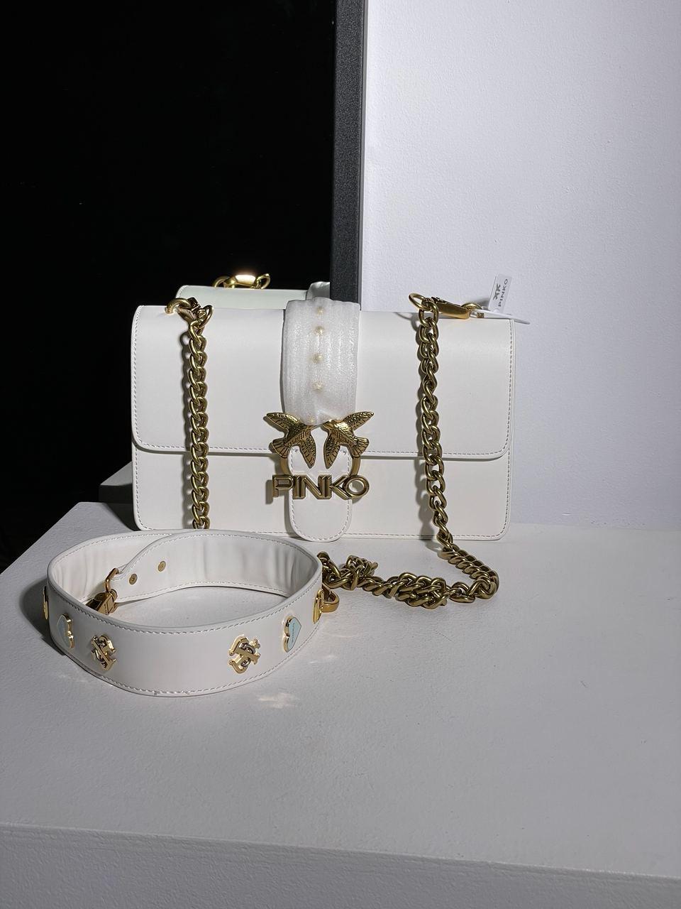 Жіноча сумка Пінко біла натуральна шкіра Pinko Love Classic Icon Simply White, фото 1