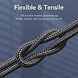 Кабель Стерео AUX 1.5м Vention Мініджек 3.5мм, Кутовий Роз'єм, з Бавовняною опліткою Чорний, фото 6