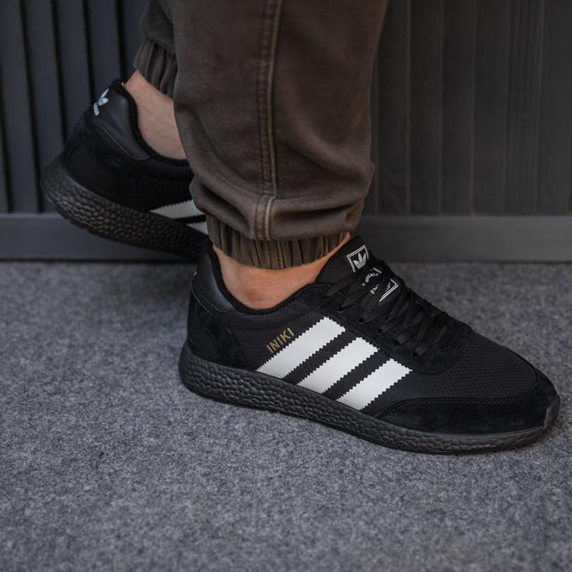 Мужские кроссовки Adidas INIKI Black White Адидас Иники черные замш ...