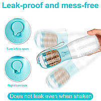 Портативна пляшка - поїлка з контейнером для корму і кнопкою для тварин Dog Water Bottle 300 мл + 100 г, фото 6