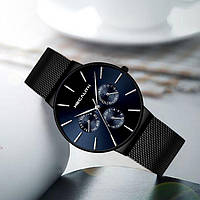 Часы наручные мужские Кварцевые Минеральное стекло Стильный дизайн Черный